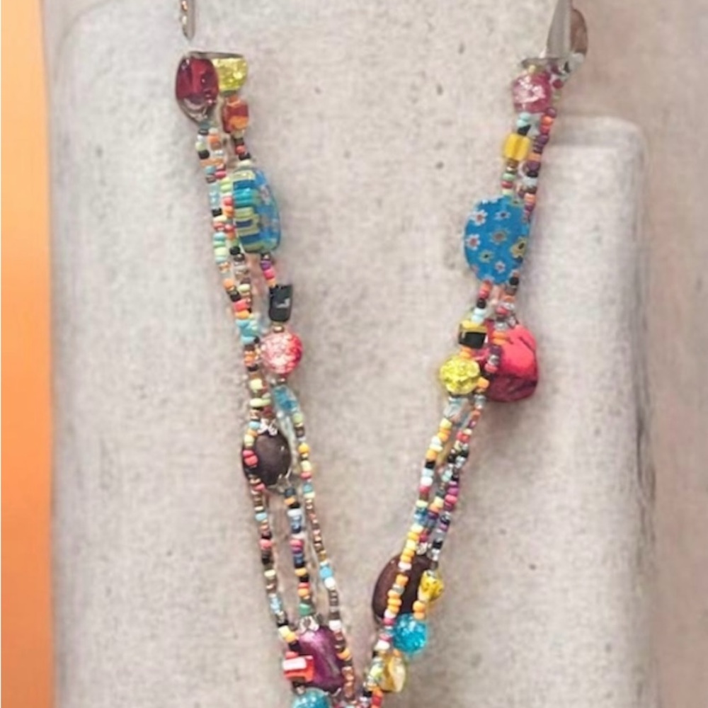 Handmade Boho Multi-Strand Beaded Statement Necklace